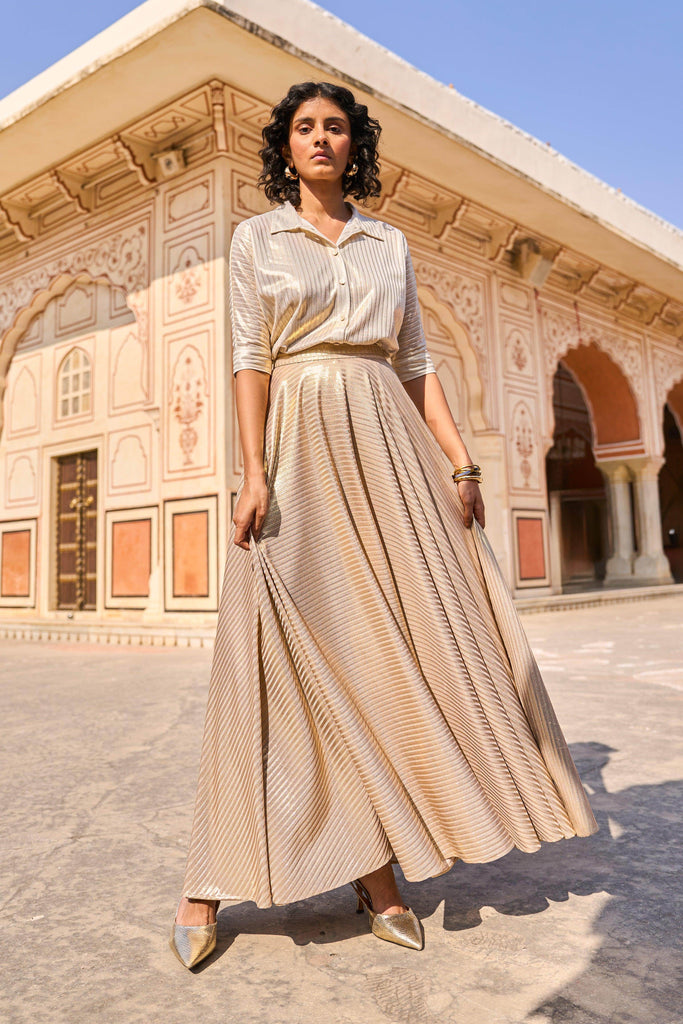 TEXTURED LAMÉ MAXI SKIRT - dash and dot dash and dot