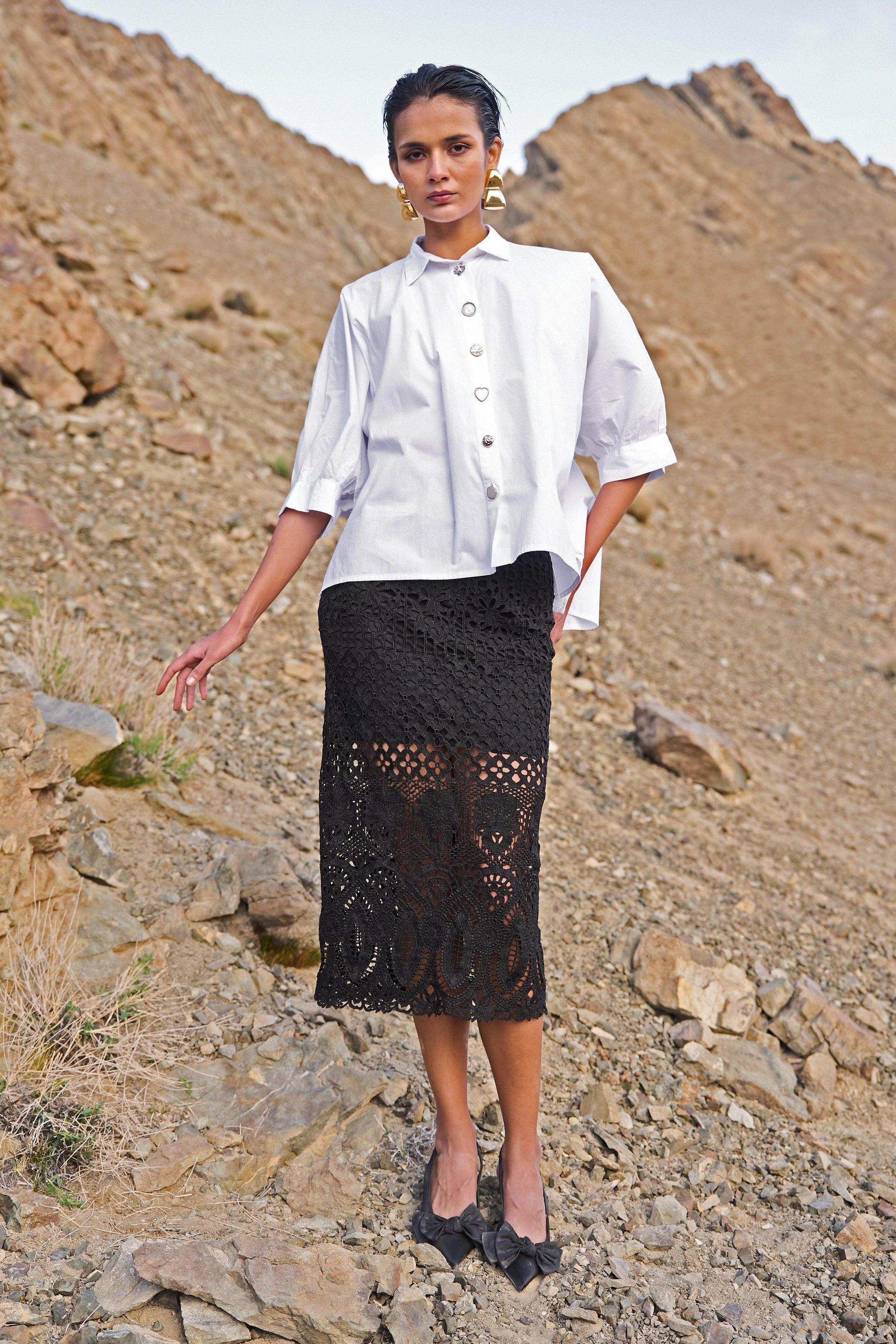METALLIC LACE SKIRT - dash and dot