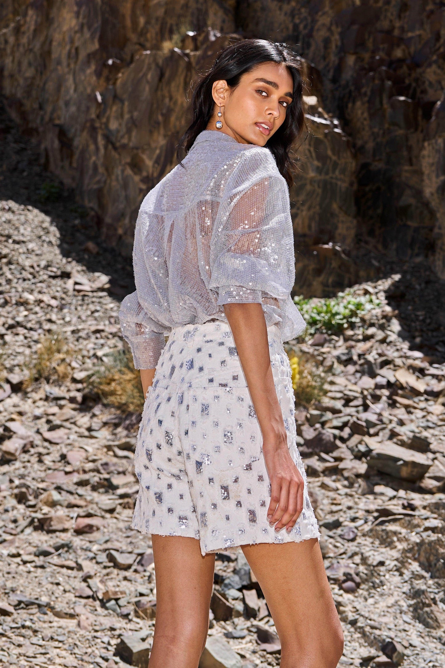 SEQUIN TEXTURED SHORTS - dash and dot