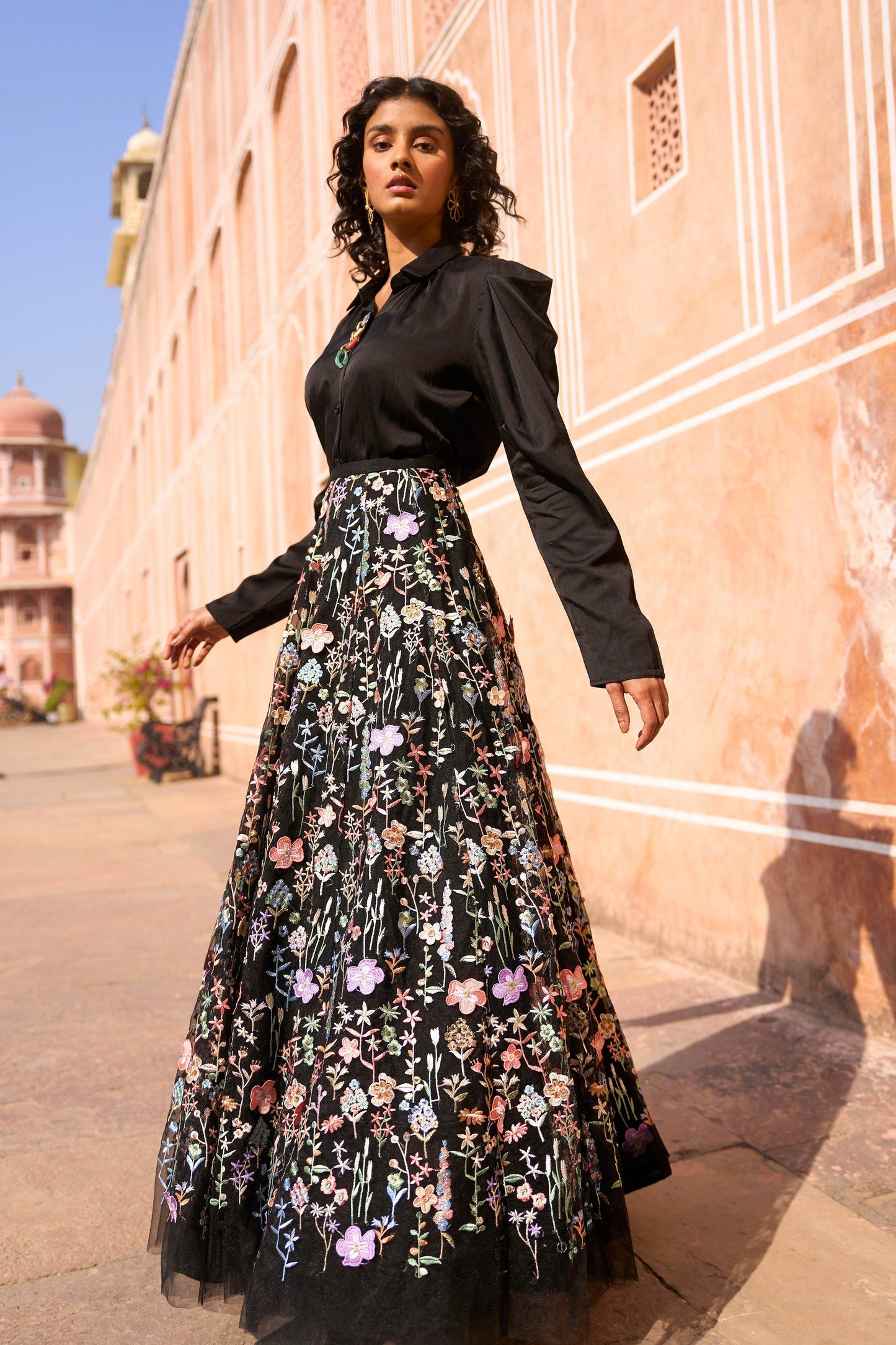 3D FLORAL MAXI SKIRT - dash and dot