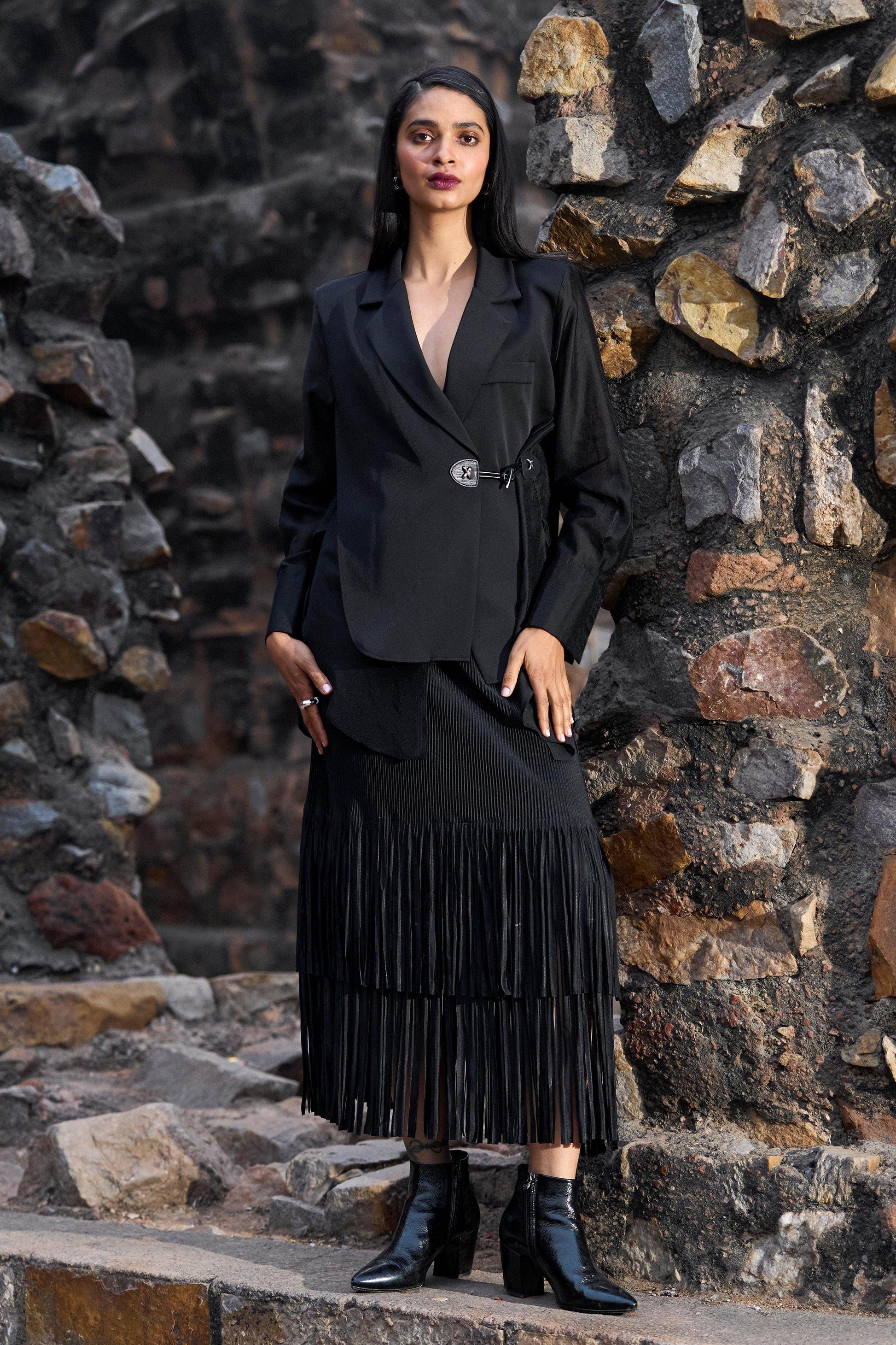 SIDE-TIE BLAZER SHIRT - dash and dot