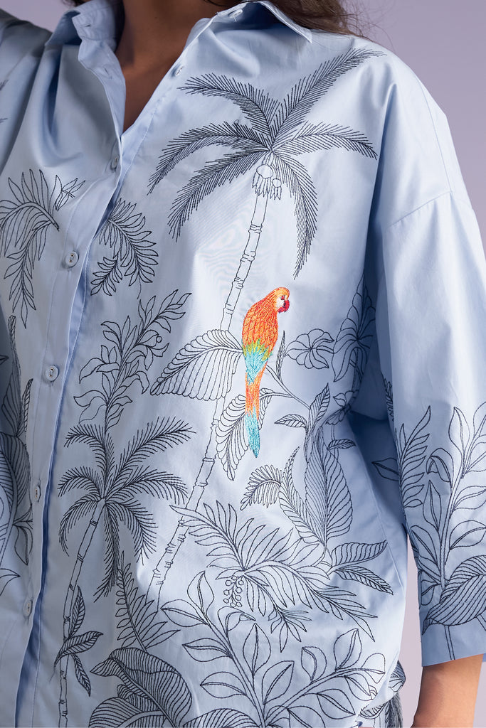 JARDIN EMBROIDERED BOXY SHIRT dash and dot