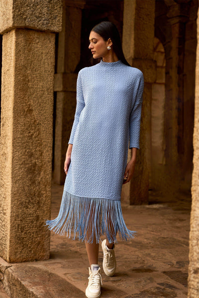 TEXTURED KNIT FRINGE MIDI - dash and dot