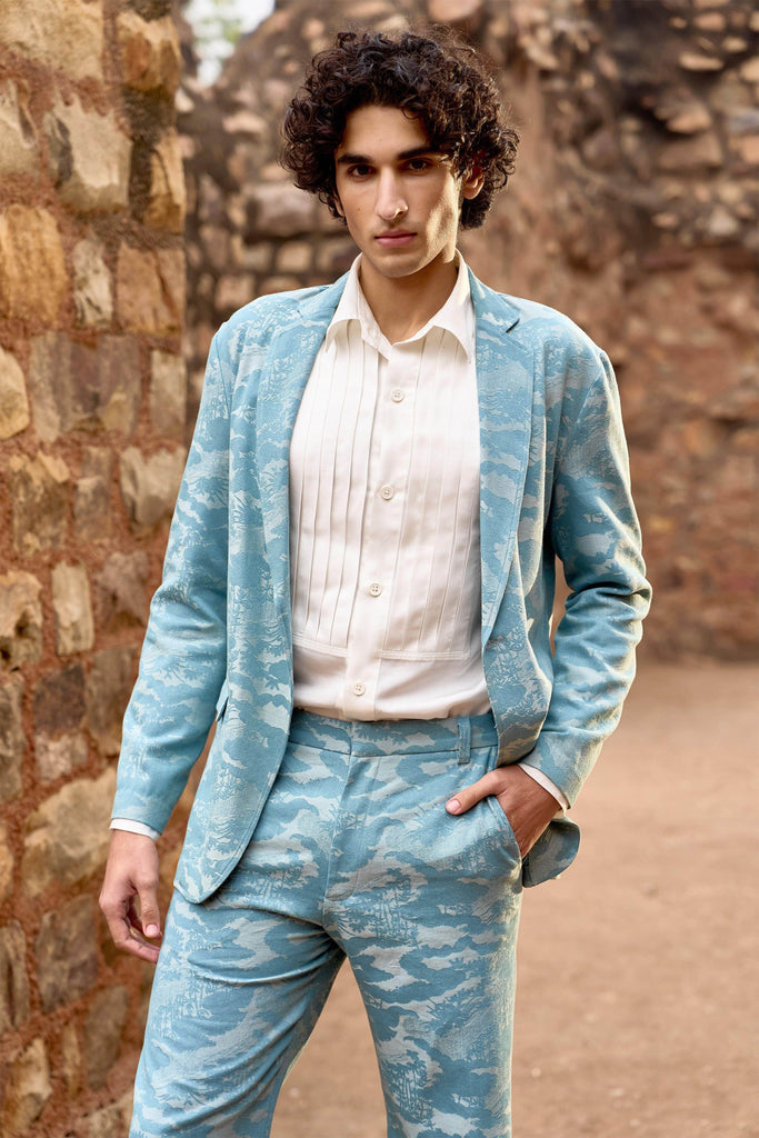 INDIGO JACQUARD BLAZER - dash and dot dash and dot