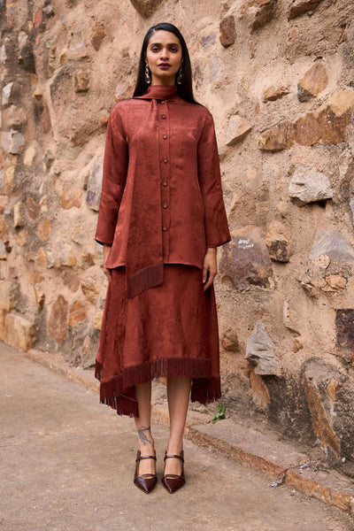 FRINGE AND JACQUARD PATTERNED SKIRT SET - dash and dot