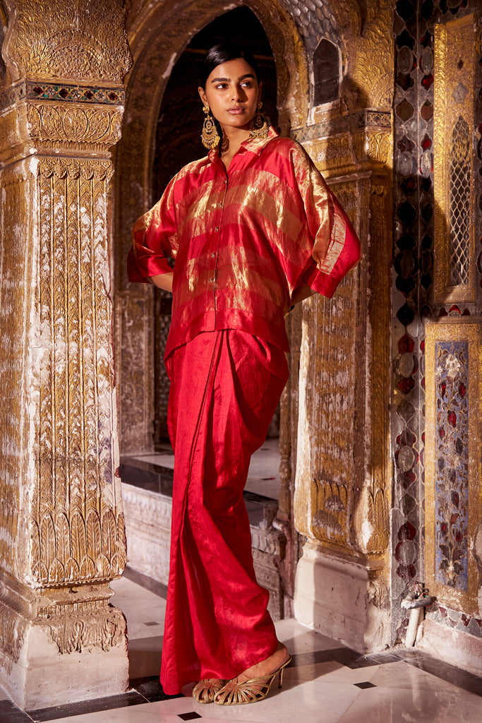 BENARES STRIPED TISSUE SHIRT & SKIRT dash and dot