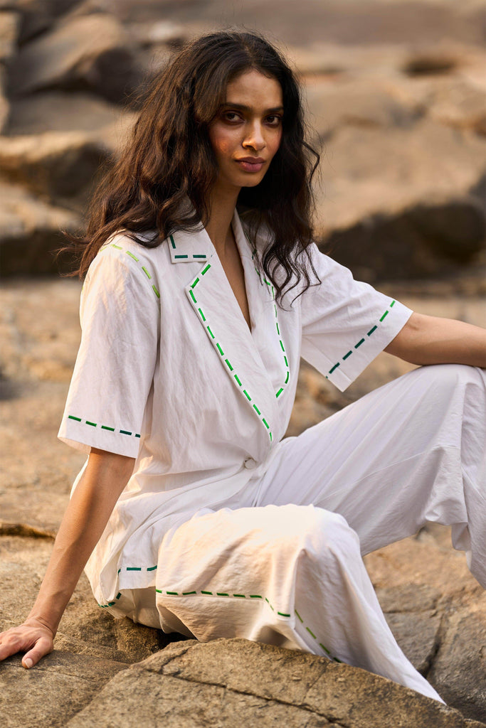 EMBROIDERED POPLIN SET - dash and dot dash and dot