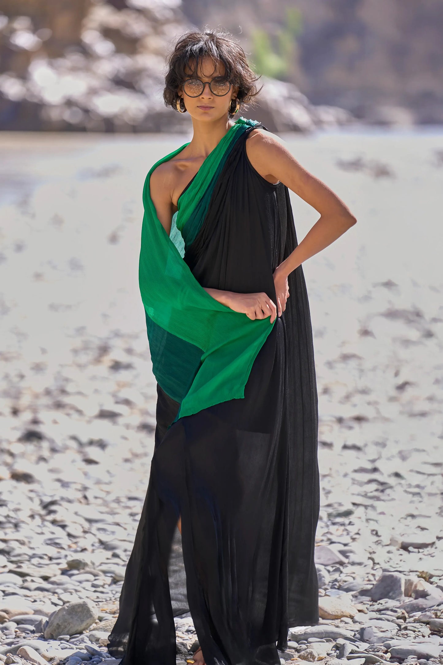 OMBRÉ DRAPED SARI GOWN