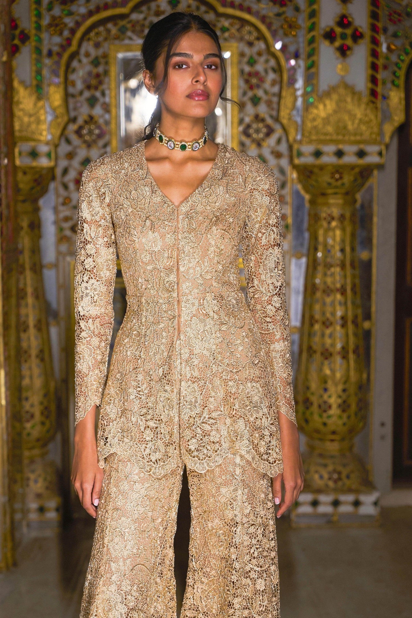 EMBROIDERED LACE PEPLUM SET - dash and dot