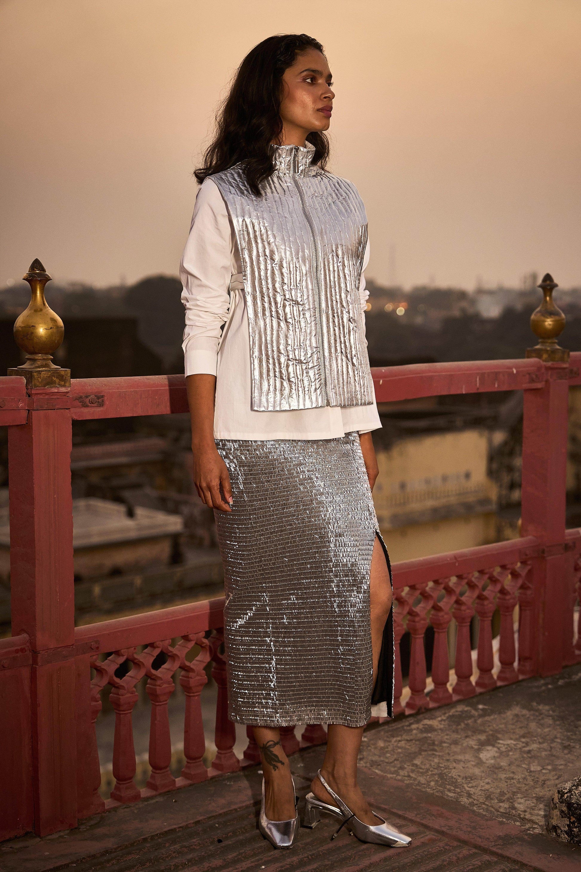 SEQUIN STRIPE MAXI SKIRT - dash and dot