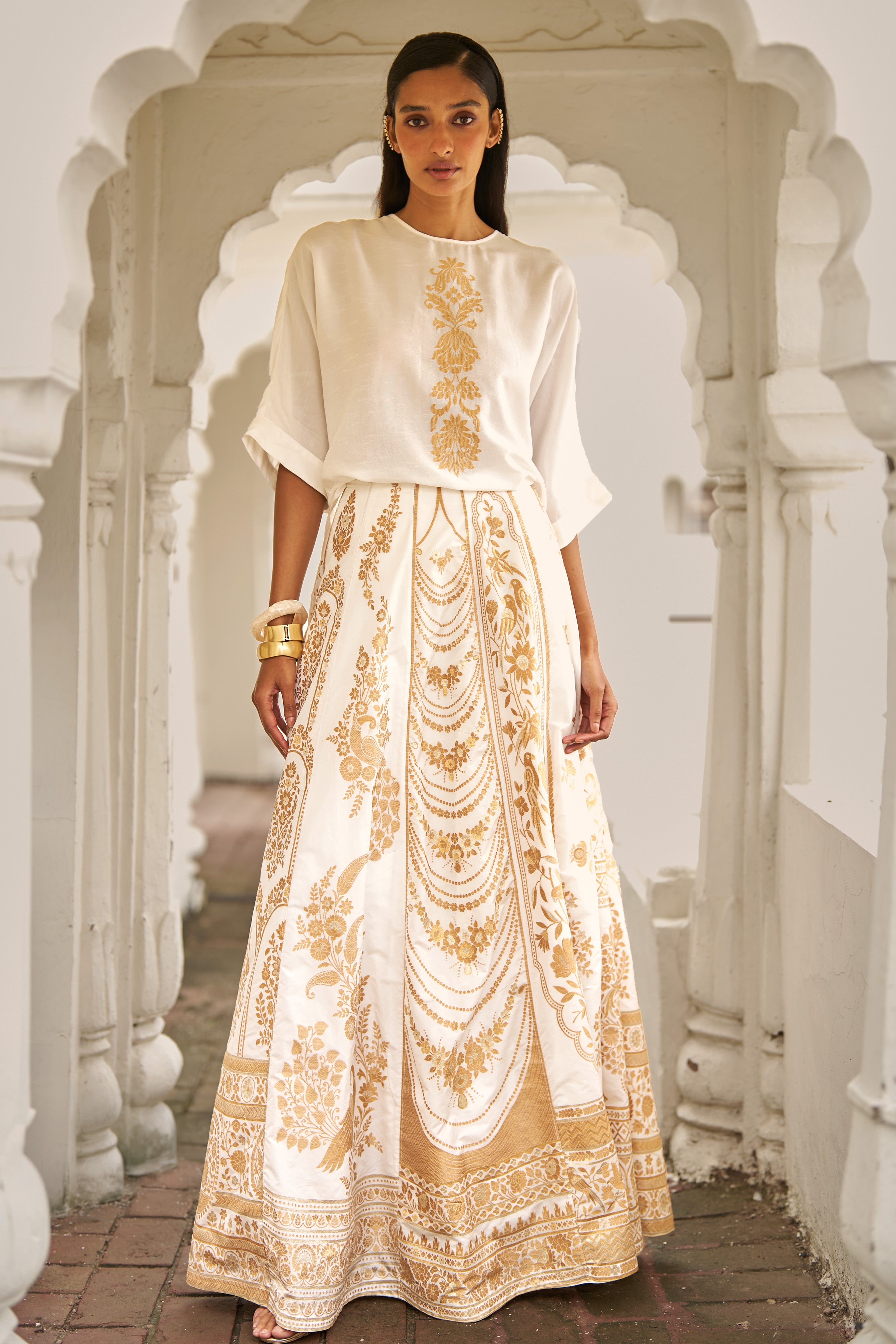 シルク100%☆TADO☆SILK DRESS インド製 India ボーダー Dash and Dot - SILK BROCADE MAXI SKIRT SET | Online Store – dash