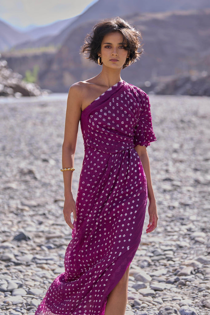 SINGLE SLEEVE BANDHANI DRESS - dash and dot dash and dot