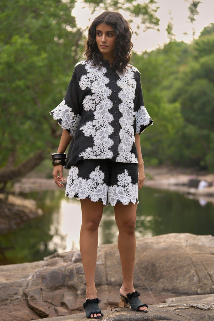 SILK LINEN LACE SHORTS - dash and dot dash and dot