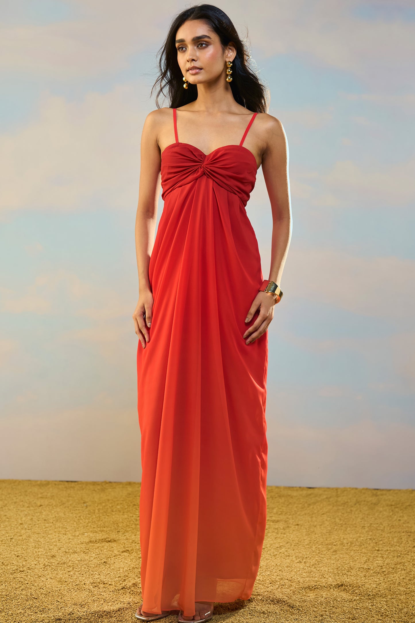 OFF-SHOULDER OMBRÉ DRAPED GOWN