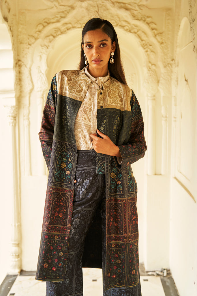MUGHAL PRINT LONGLINE JACKET dash and dot