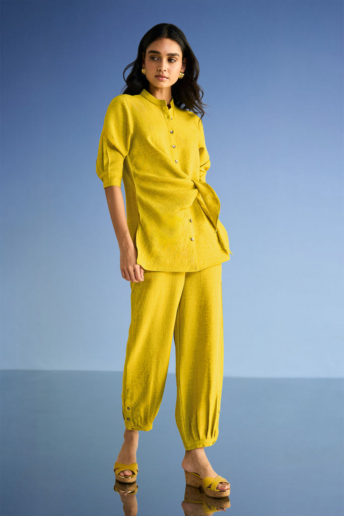 LINEN-TEXTURED SIDE-TIE TOP dash and dot