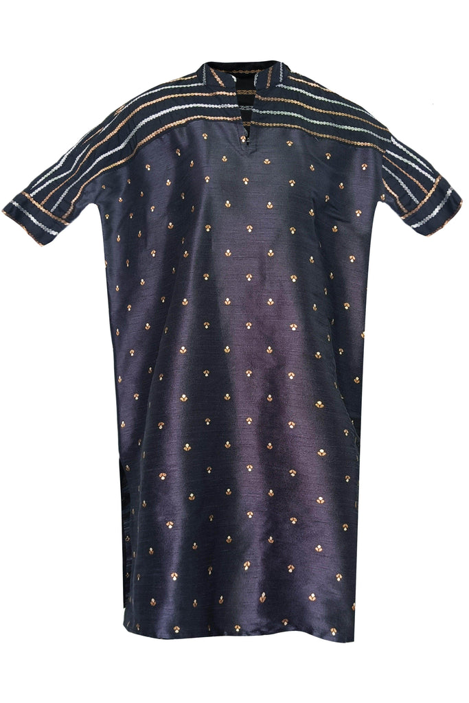 MOTIF & STRIPE BOXY BROCADE TOP - dash and dot dash and dot