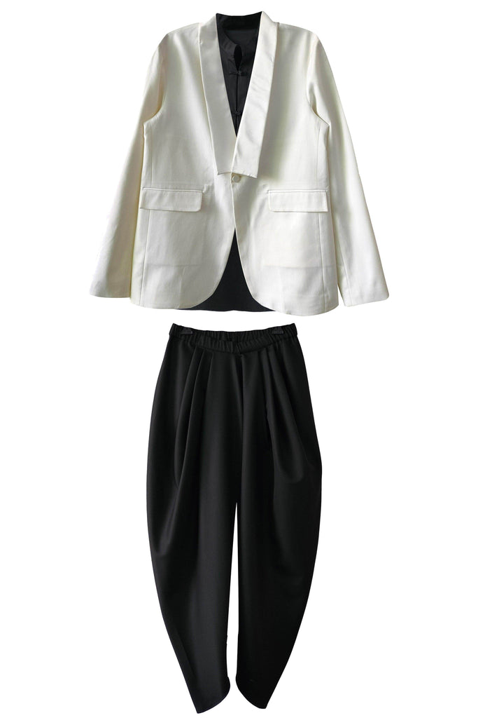 TUXEDO, SHIRT AND COWL PANT SET - dash and dot dash and dot