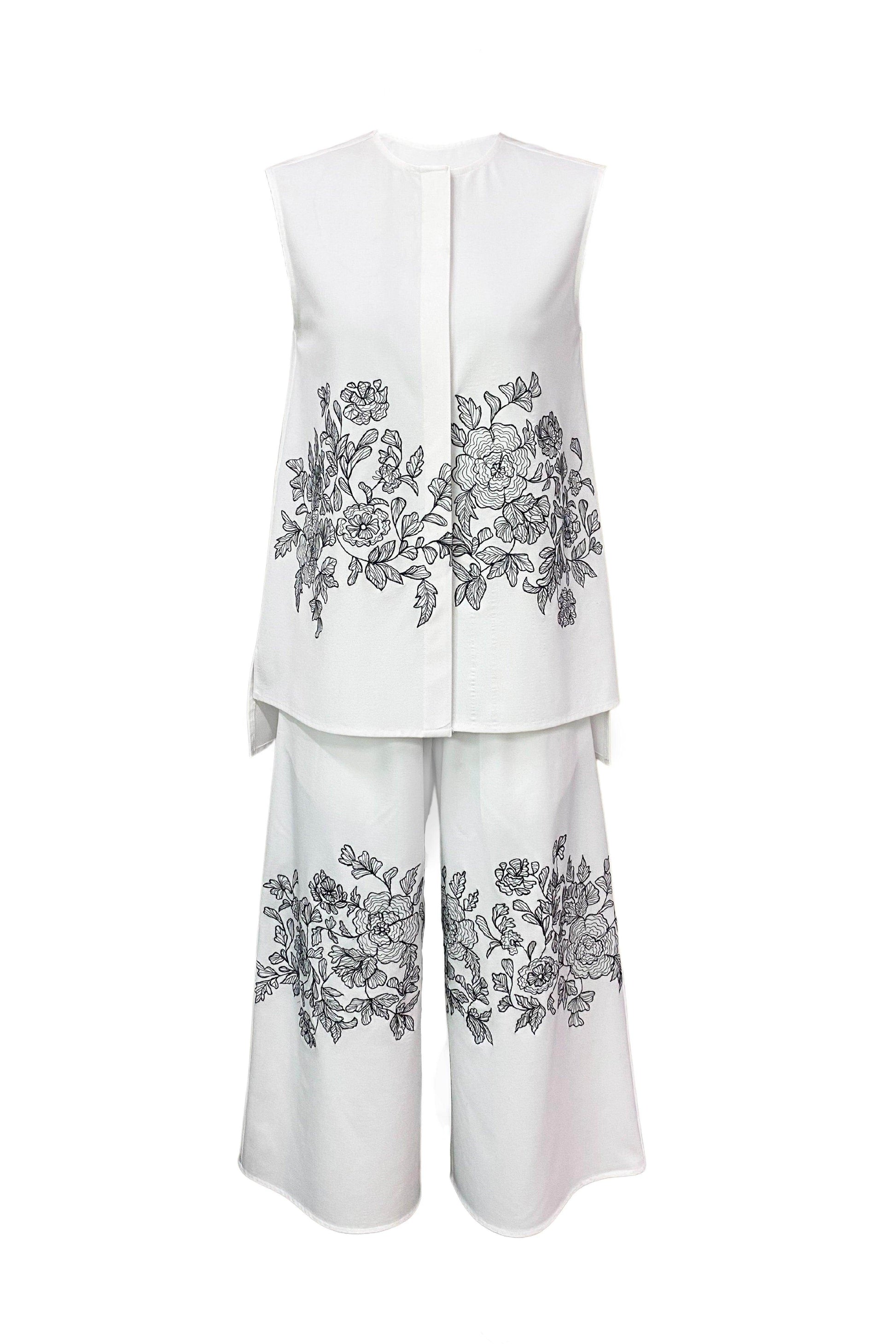 SLEEVELESS PLACEMENT EMBROIDERED SET - dash and dot