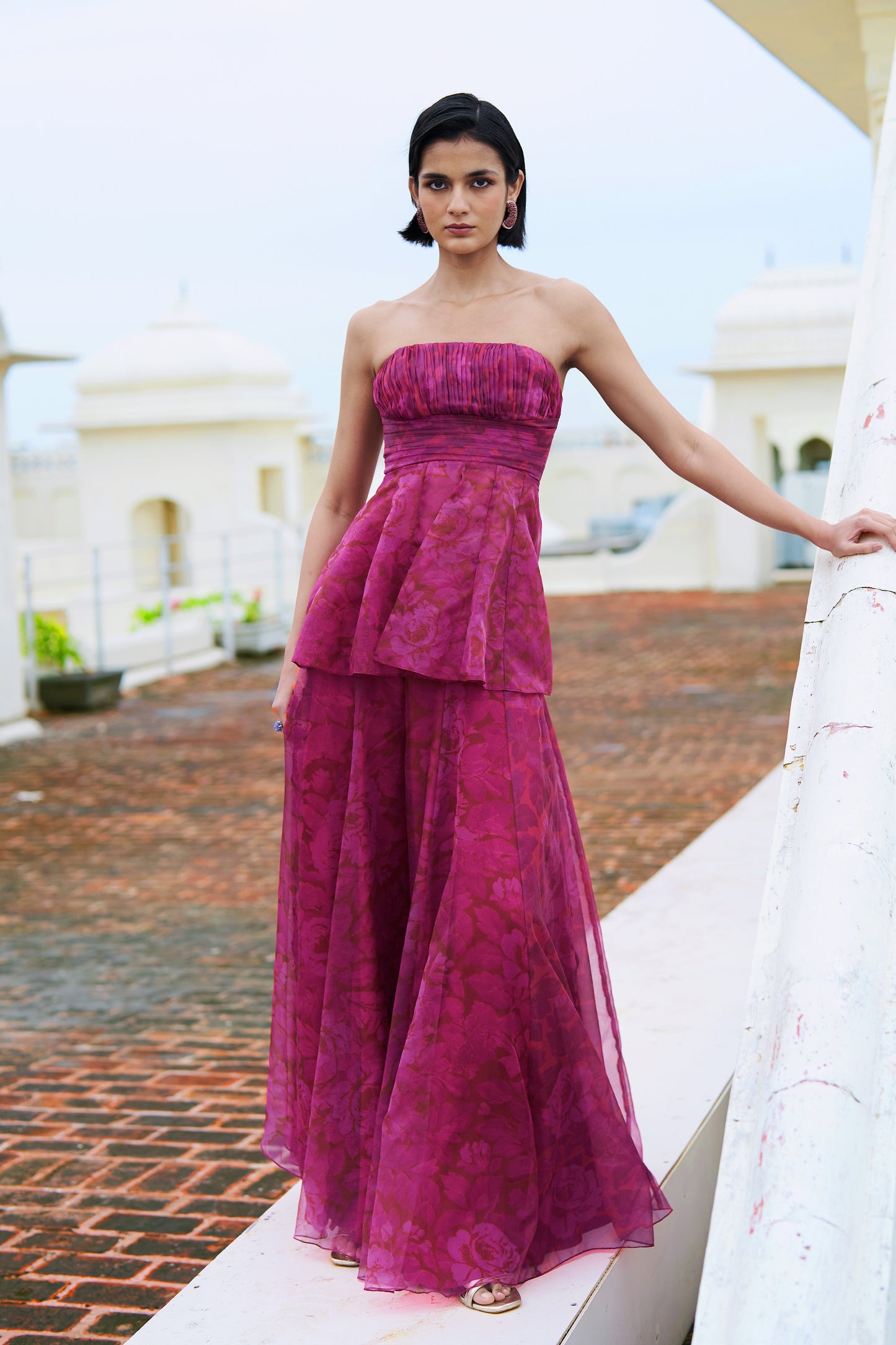 FLORAL PRINT PEPLUM TOP