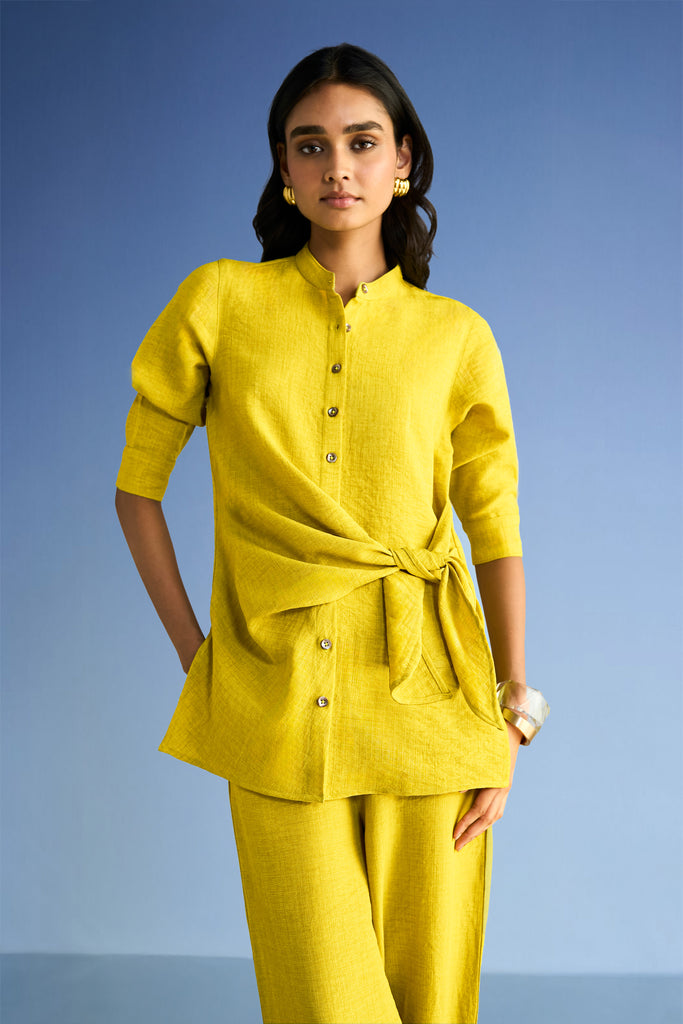 LINEN-TEXTURED SIDE-TIE TOP dash and dot