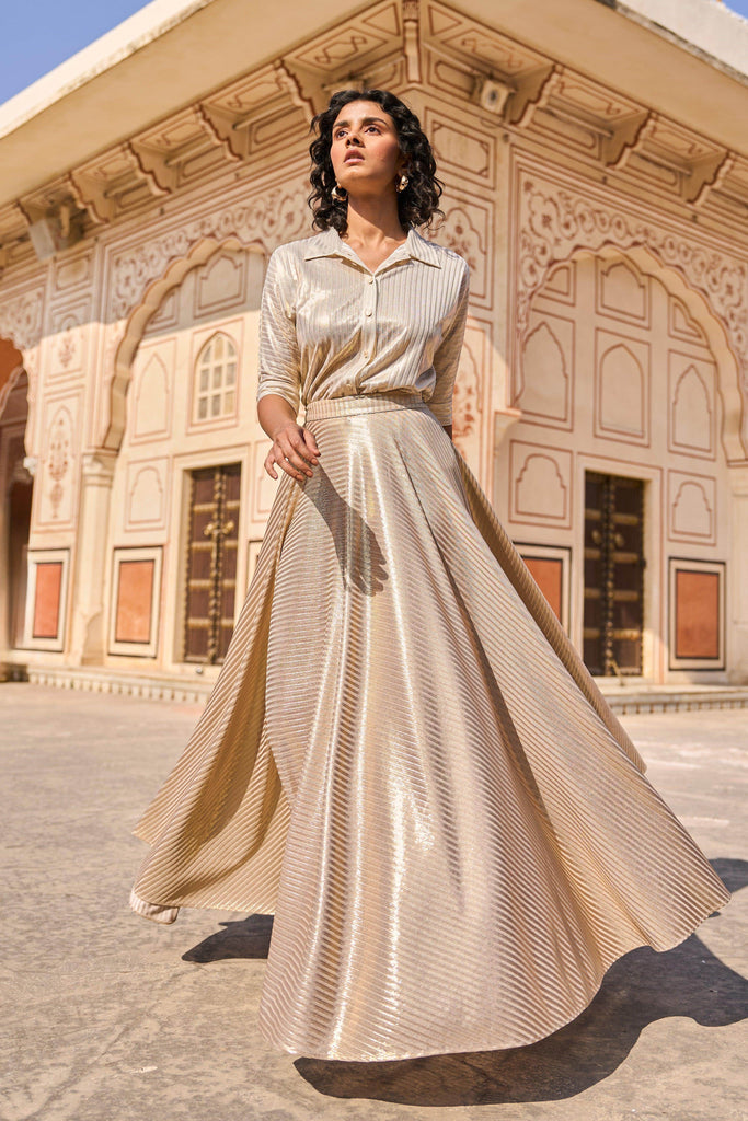 TEXTURED LAMÉ MAXI SKIRT SET - dash and dot dash and dot