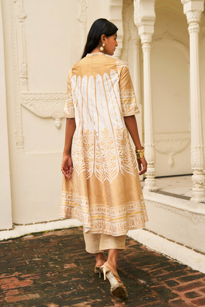 BENARES SILK BROCADE JACKET AND LINEN PANT dash and dot