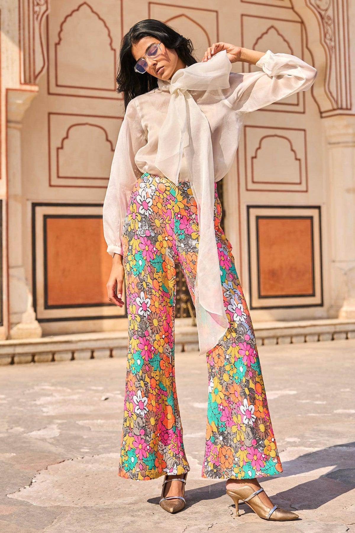 SEQUIN FLORAL PANT - dash and dot