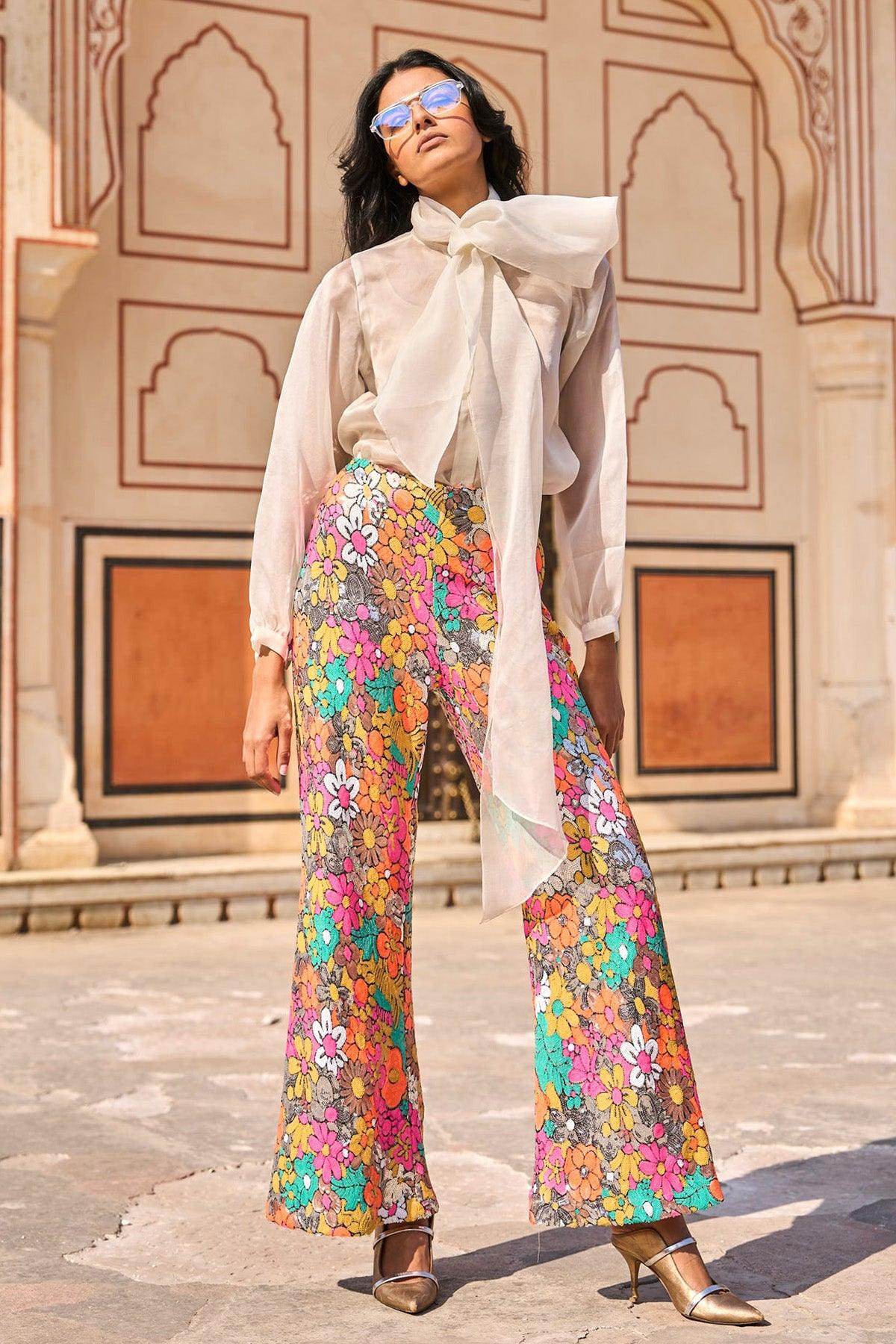 SEQUIN FLORAL PANT - dash and dot