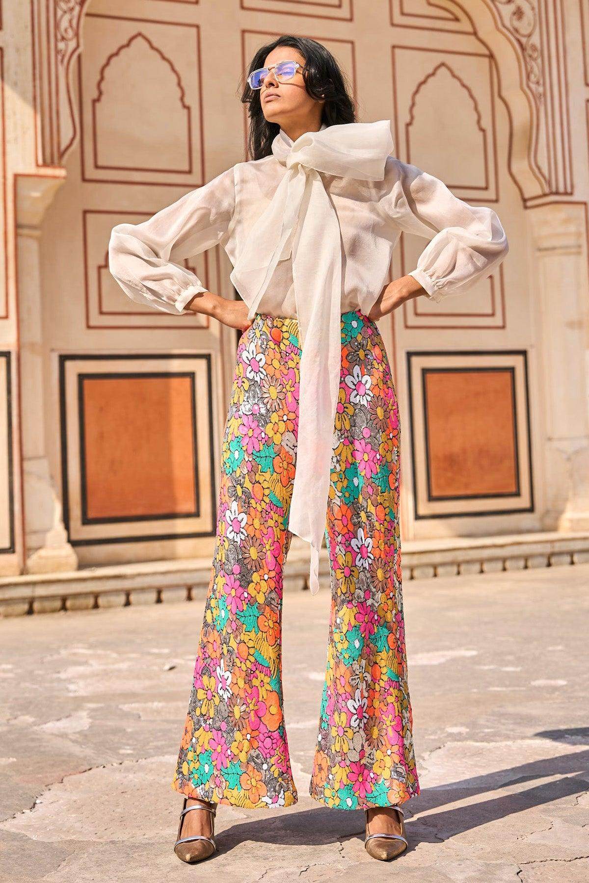 SEQUIN FLORAL PANT - dash and dot