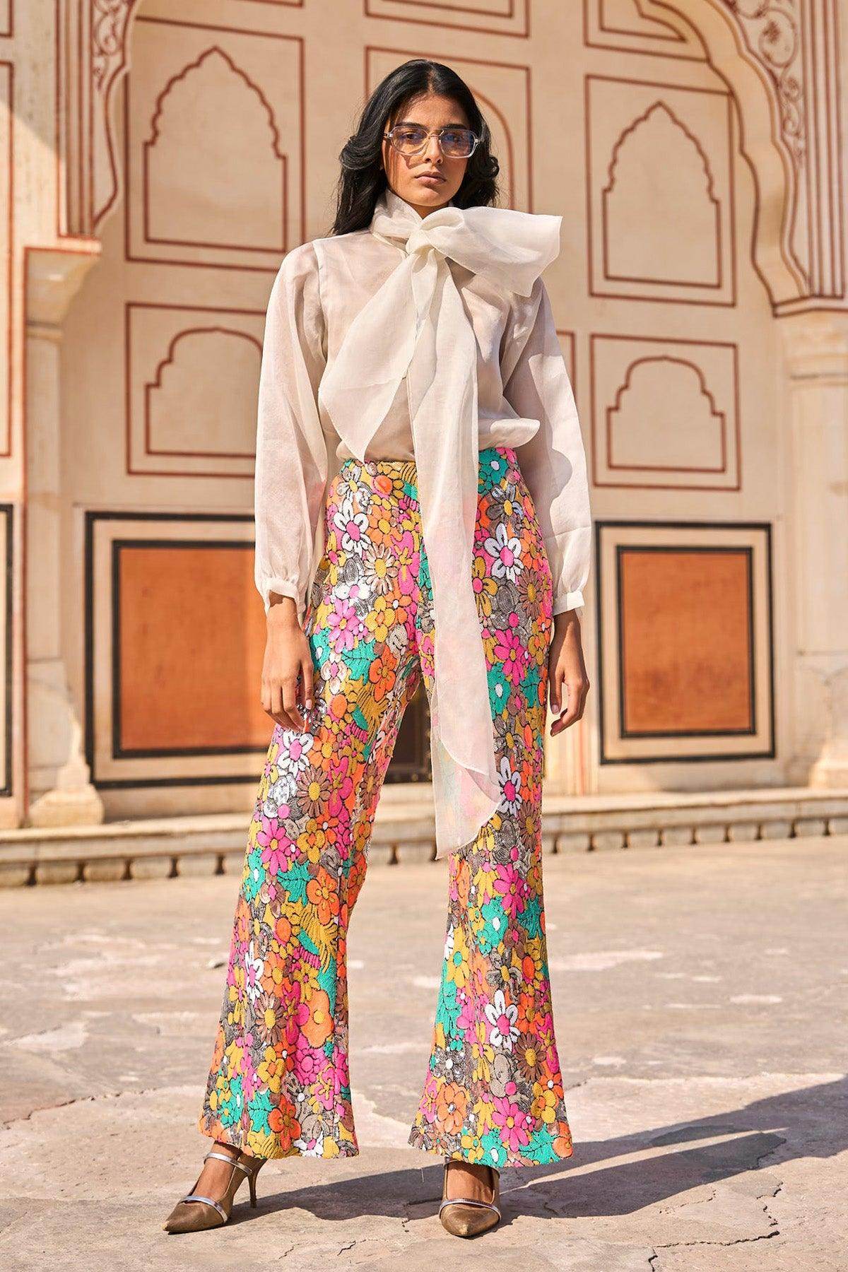 SEQUIN FLORAL PANT - dash and dot