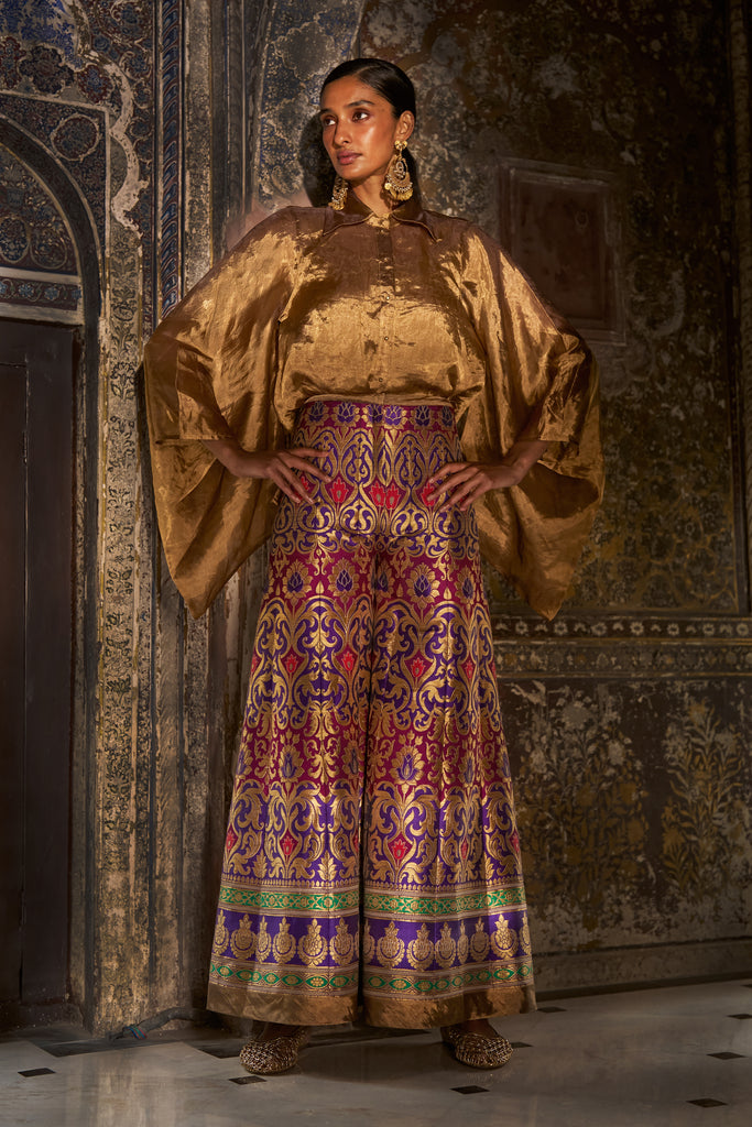 BENARES SILK TISSUE KIMONO SLEEVE SHIRT dash and dot