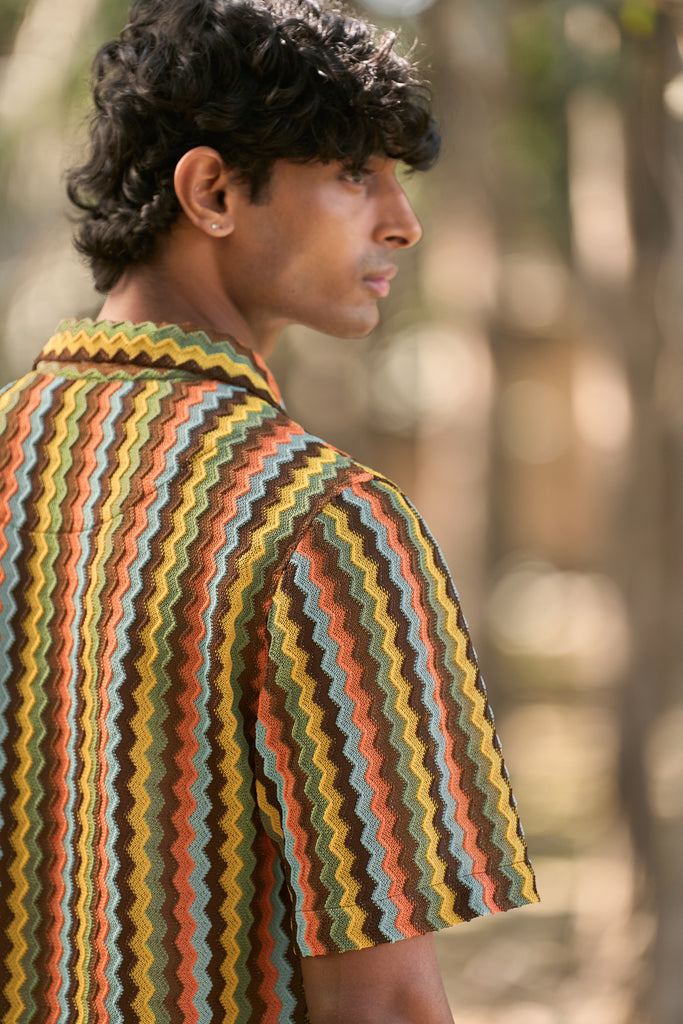 MULTICOLOUR TEXTURED KNIT SHIRT dash and dot