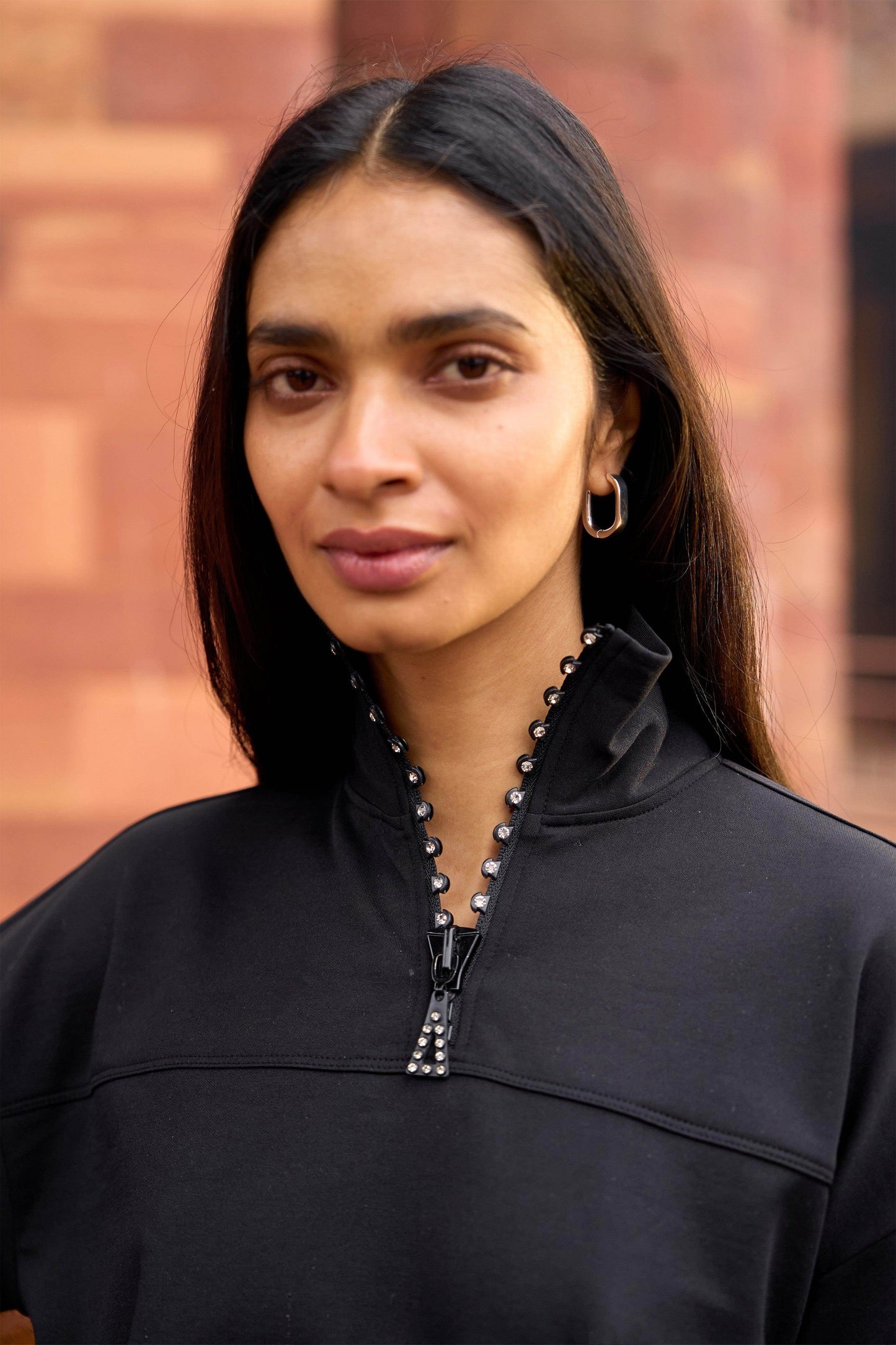 CRYSTAL ZIP NECK TOP - dash and dot