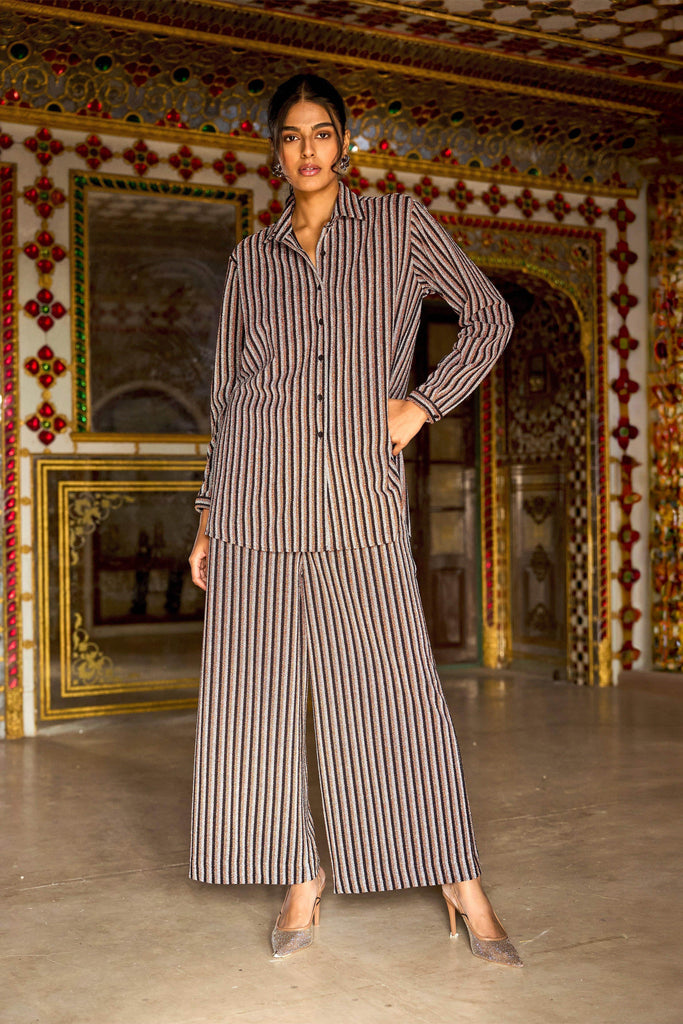 SHIMMER STRIPE KNIT SHIRT - dash and dot dash and dot