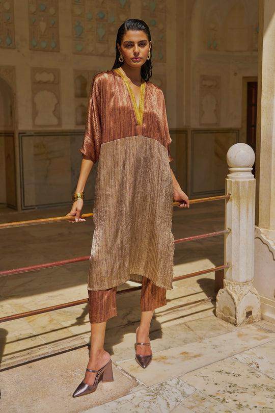 LAMÉ BLOCKED TUNIC AND PANT SET - dash and dot dash and dot