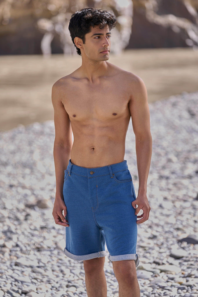 DENIM KNIT SHORTS - dash and dot dash and dot