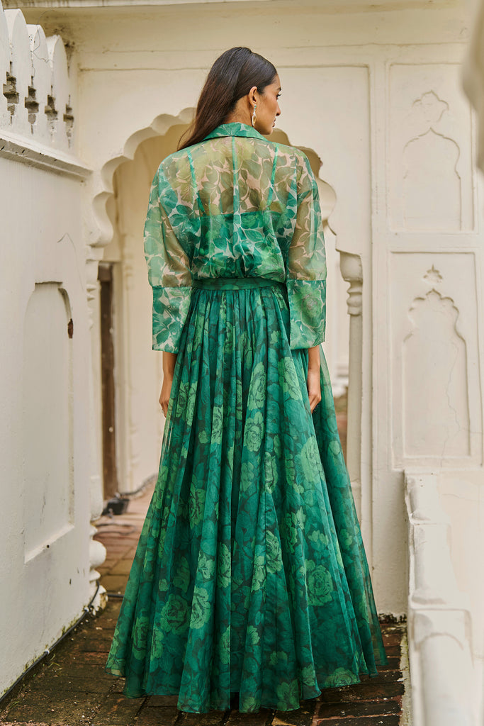 PRINTED ORGANZA MAXI SKIRT SET dash and dot