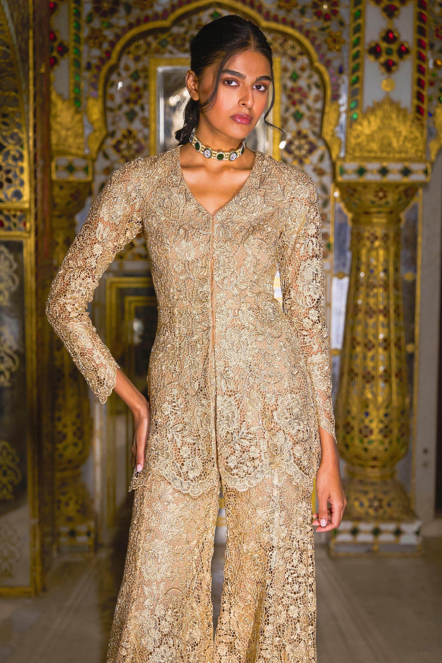 EMBROIDERED LACE PEPLUM SET - dash and dot