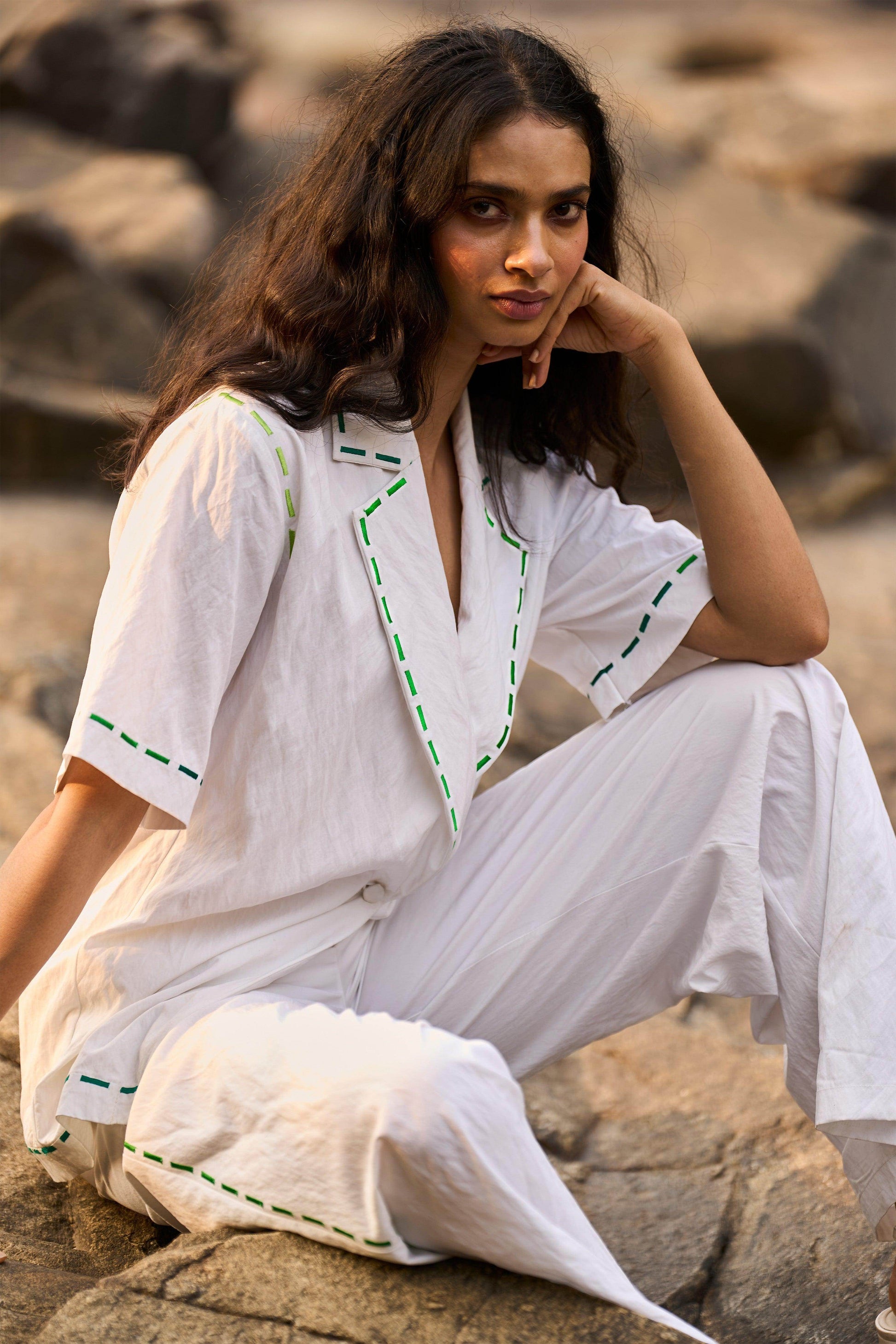 EMBROIDERED POPLIN SET - dash and dot