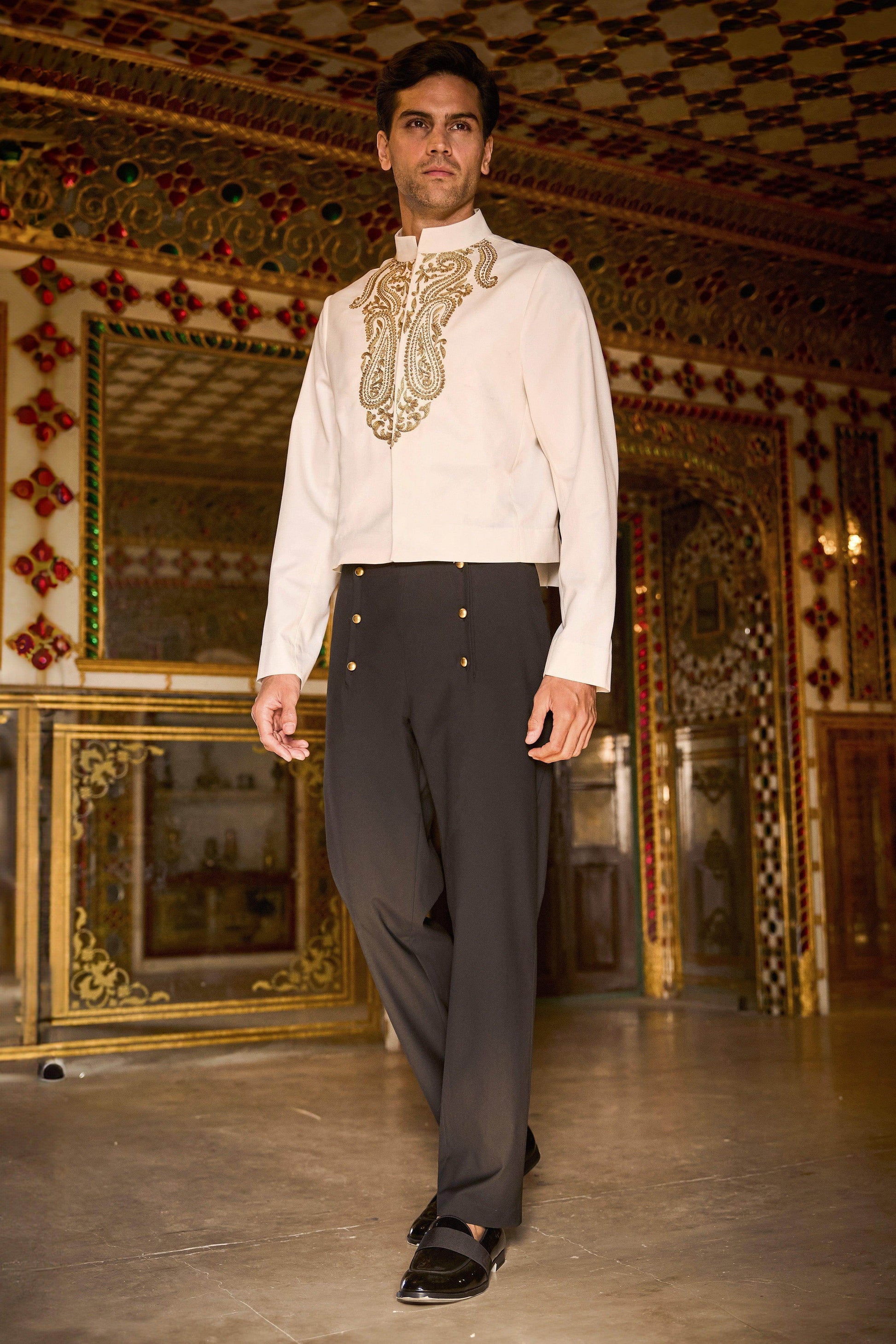 EMBROIDERED SHIRT & SAILOR PANT SET - dash and dot