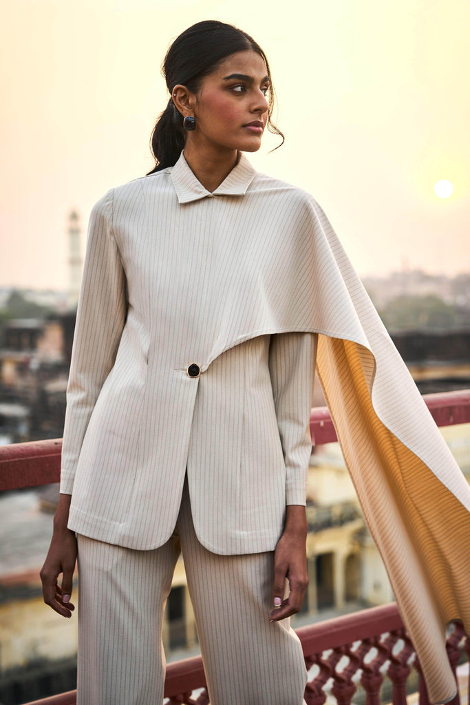 PINSTRIPE SCARF DRAPE SUIT - dash and dot dash and dot