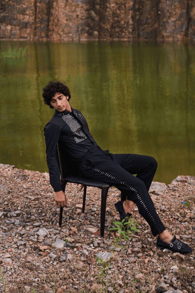 MIRROR EMBROIDERED STRIPE PANT - dash and dot dash and dot