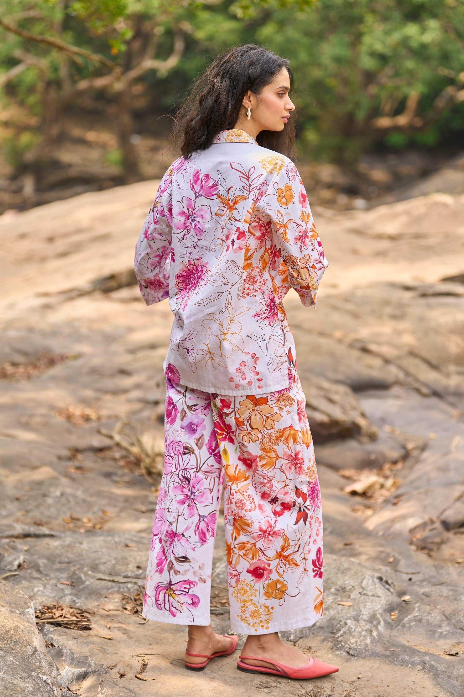 ASYMMETRIC FLORAL PRINT PANT - dash and dot