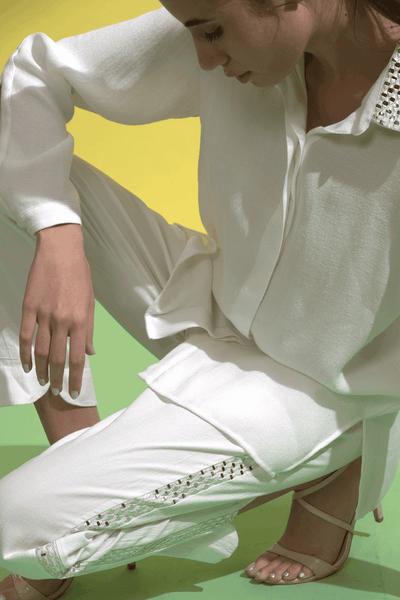 MIRROR EMBROIDERED PANT - dash and dot