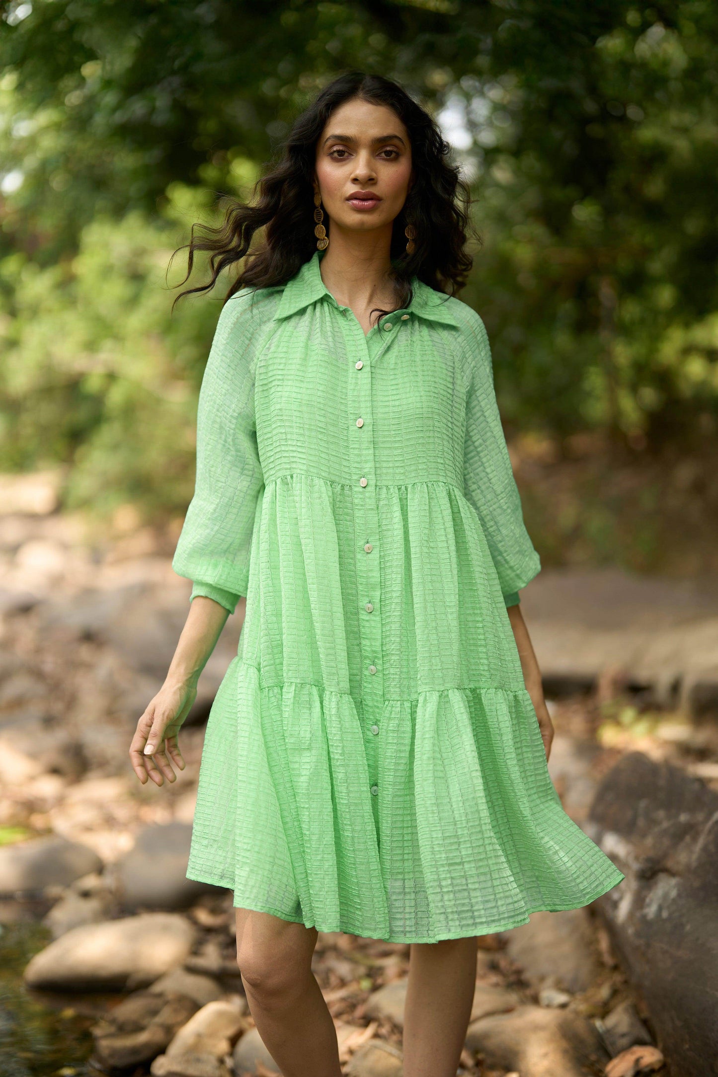 TEXTURED TIERED DRESS - dash and dot