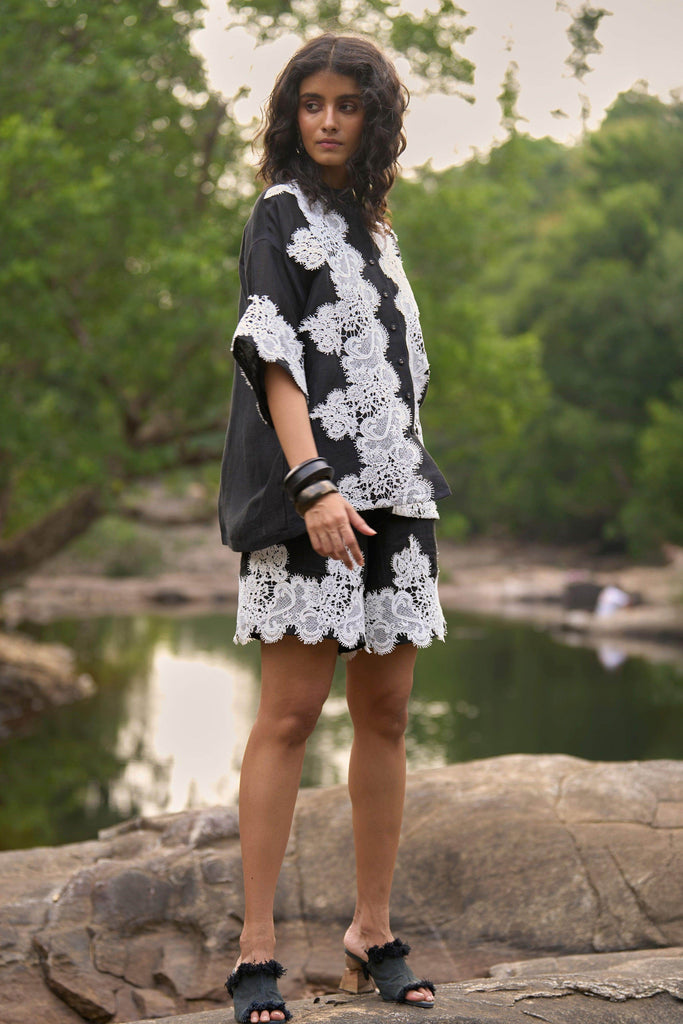 SILK LINEN LACE SHORTS - dash and dot dash and dot