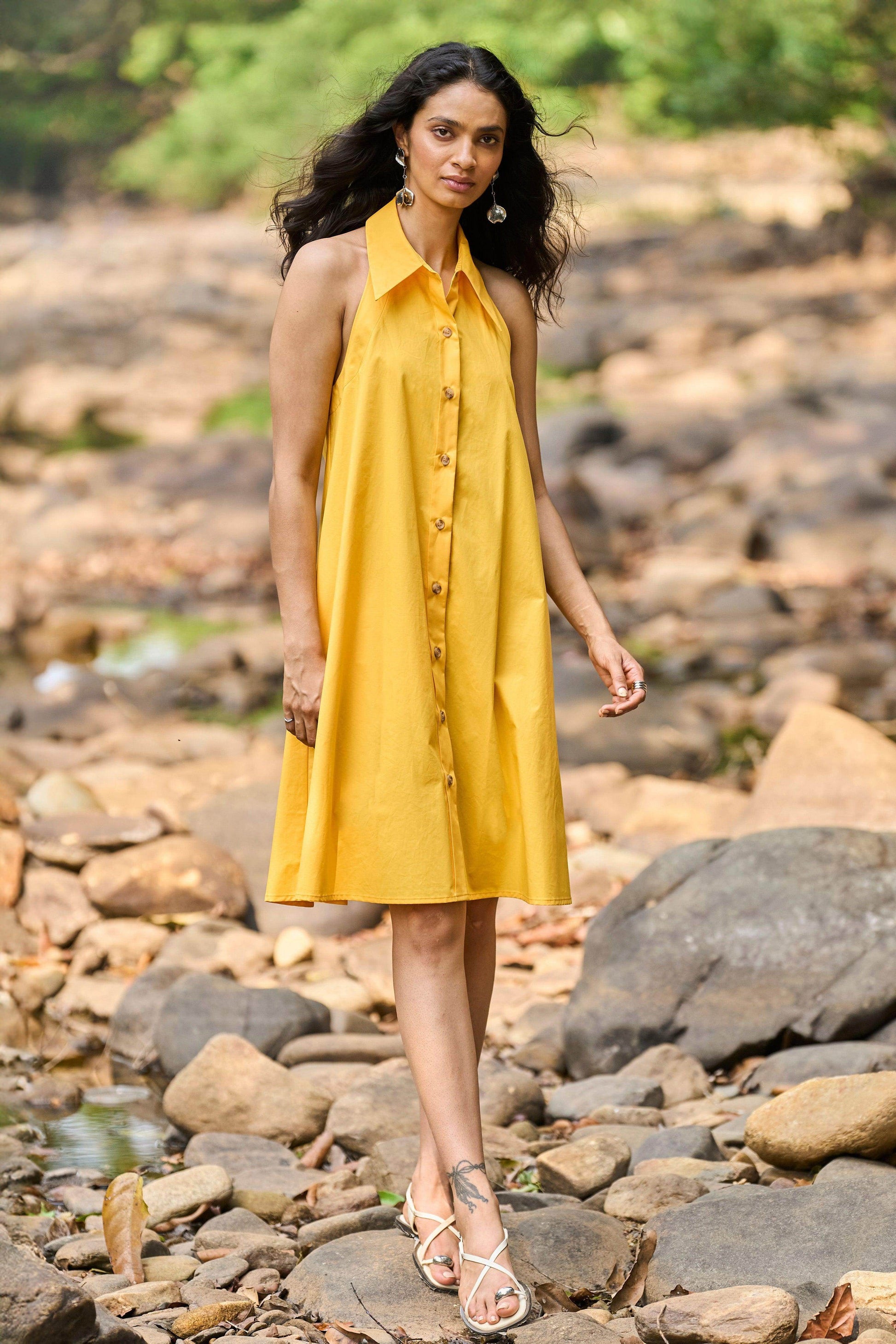 HALTER MINI SHIRT DRESS - dash and dot