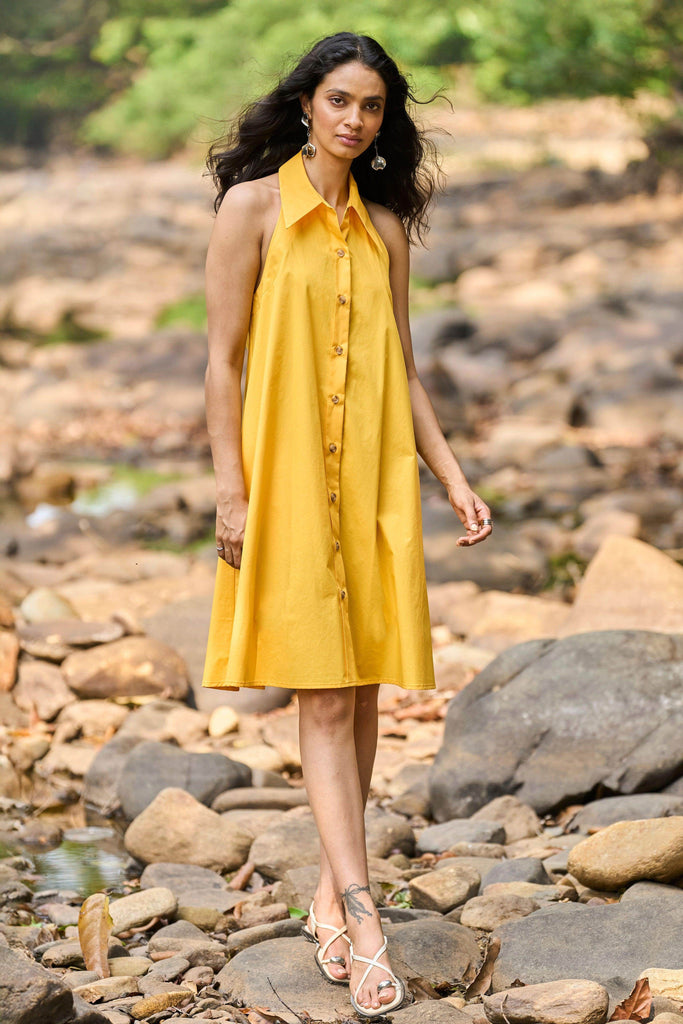 HALTER MINI SHIRT DRESS - dash and dot dash and dot