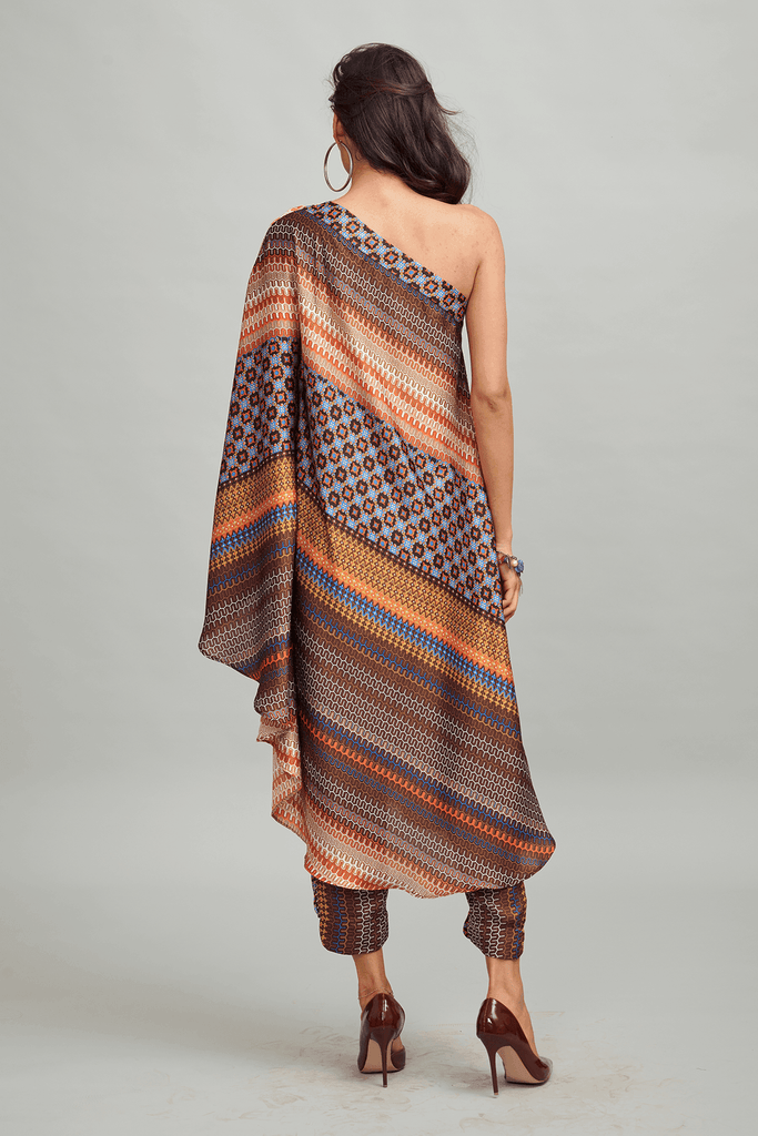 ONE SHOULDER PRINTED SET - dash and dot dash and dot